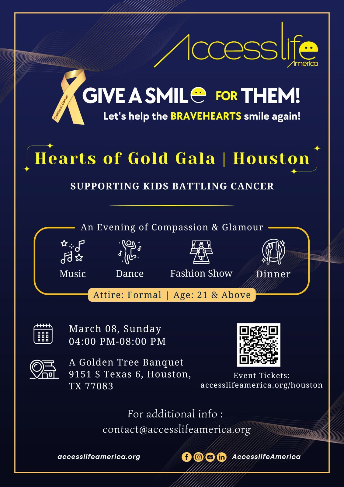 Hearts of Gold Gala Houston flyer